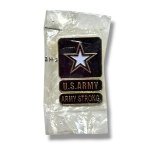 Lapel Pin US Army Strong New 1.25" Star Goldtone Navy Blue